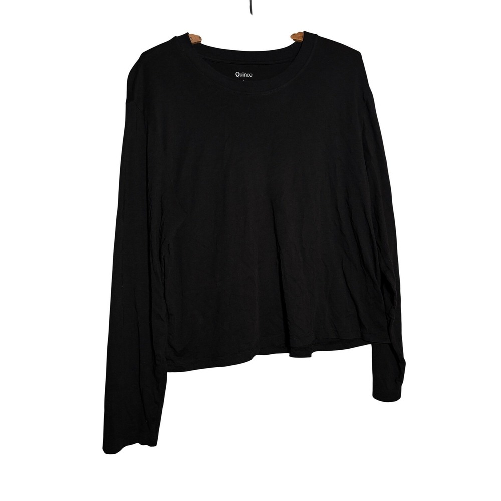 Quince Womens L Long Sleeve Crew Neck Jersey T-Shirt Relaxed Fit Tee Quiet Luxe
